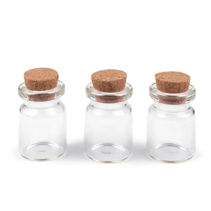 Glazen Flesje Met Kurk 3,4 Cm 3 Glazen Flesje Met Kurk 3,4 Cm