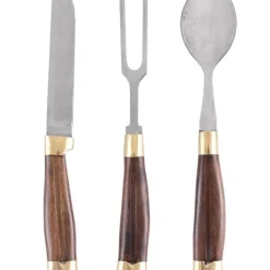 Houten Bestekset Met Hoes, Roestvrij Staal