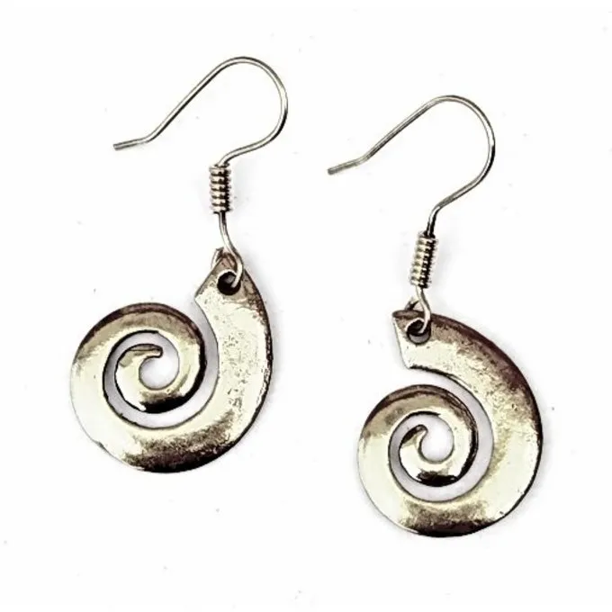 Keltische Oorbellen Met Spiraal, Verzilverd 3 Keltische Oorbellen Met Spiraal, Verzilverd