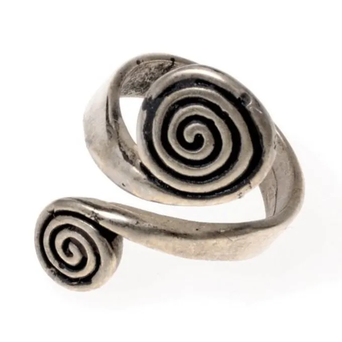 Keltische Ring Met Spiralen, Verzilverd 3 Keltische Ring Met Spiralen, Verzilverd