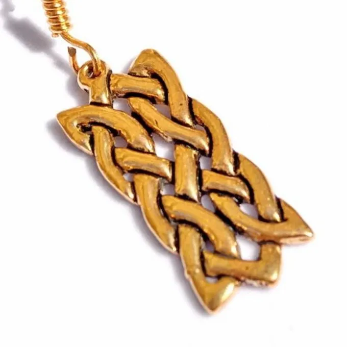 Oorbellen, Keltische Rechthoek Knoopmotief, Brons 3 Oorbellen, Keltische Rechthoek Knoopmotief, Brons